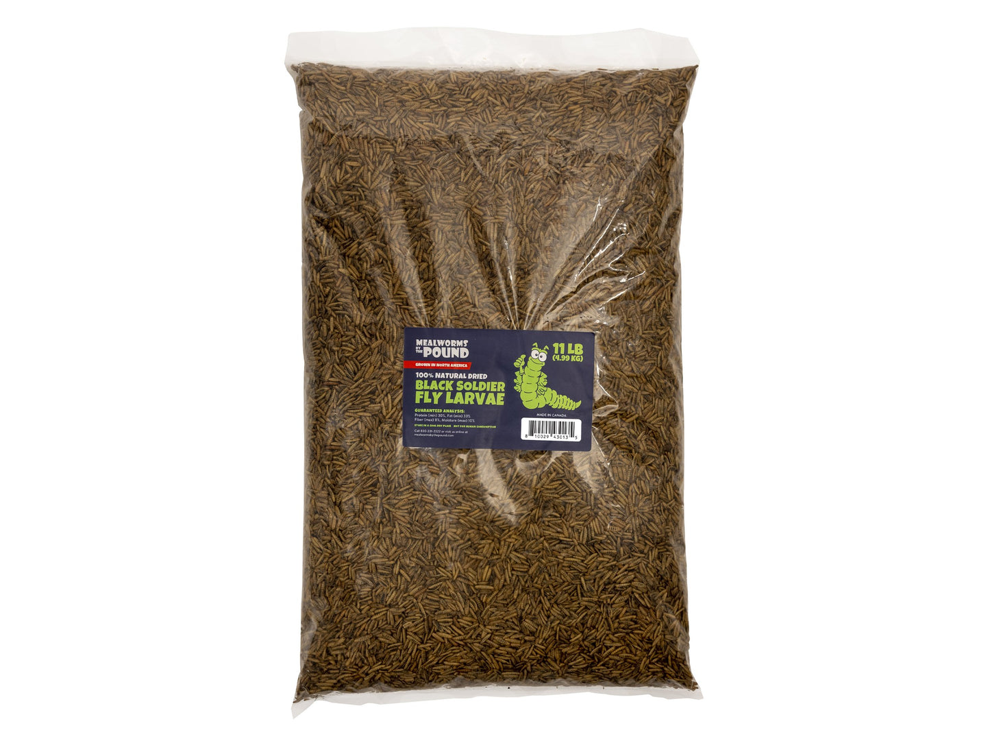 North American Dried Black Soldier Fly Larvae - 11 LB